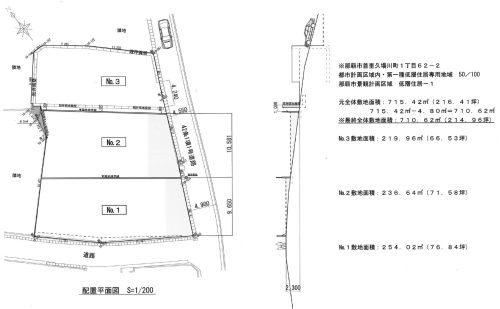 久場川3分割配置平面図